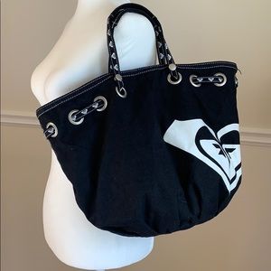 ROXY Cotton Black and White Large Bag